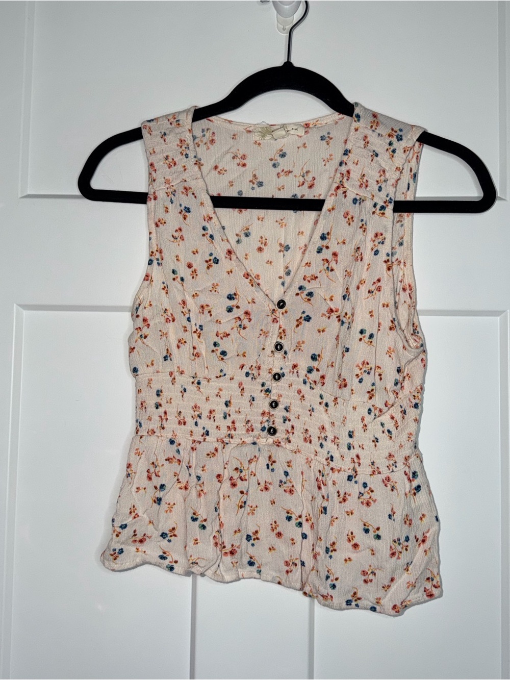 Rewind Ivory Floral Smocked Tank